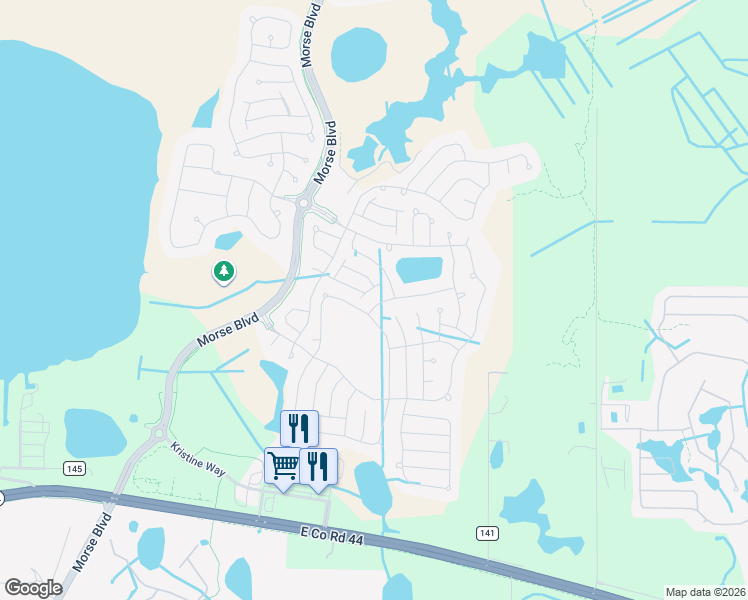 map of restaurants, bars, coffee shops, grocery stores, and more near 583 Wheelock Street in The Villages