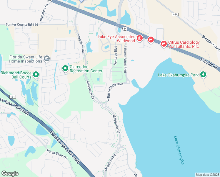 map of restaurants, bars, coffee shops, grocery stores, and more near Heritage Boulevard in Wildwood