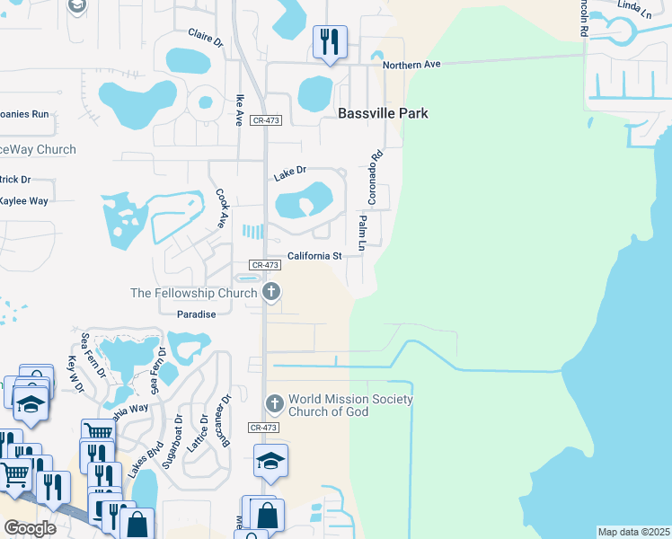 map of restaurants, bars, coffee shops, grocery stores, and more near 11242 California Street in Leesburg