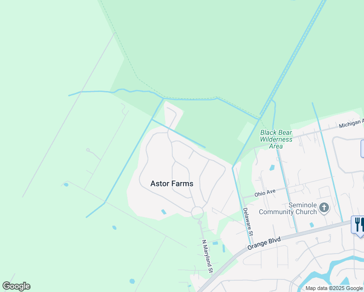 map of restaurants, bars, coffee shops, grocery stores, and more near 4770 Cains Wren Tr in Sanford