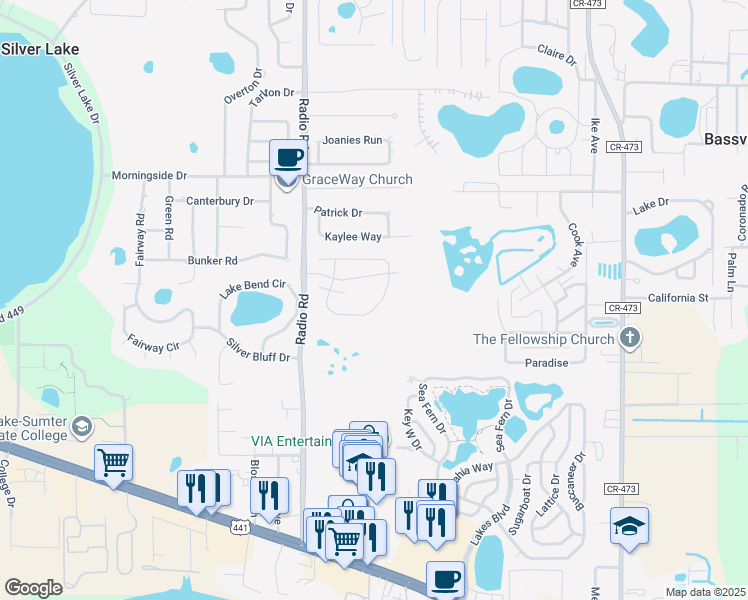 map of restaurants, bars, coffee shops, grocery stores, and more near 33213 Irongate Drive in Leesburg