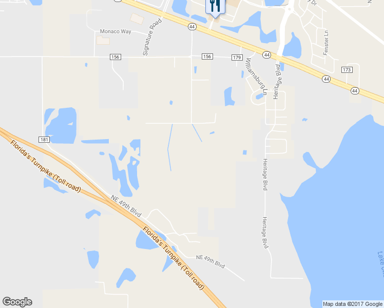 map of restaurants, bars, coffee shops, grocery stores, and more near 4498 Northeast 49th Boulevard in Wildwood