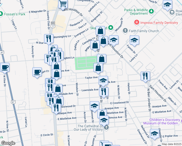 map of restaurants, bars, coffee shops, grocery stores, and more near 1105 Fillmore Avenue in Victoria