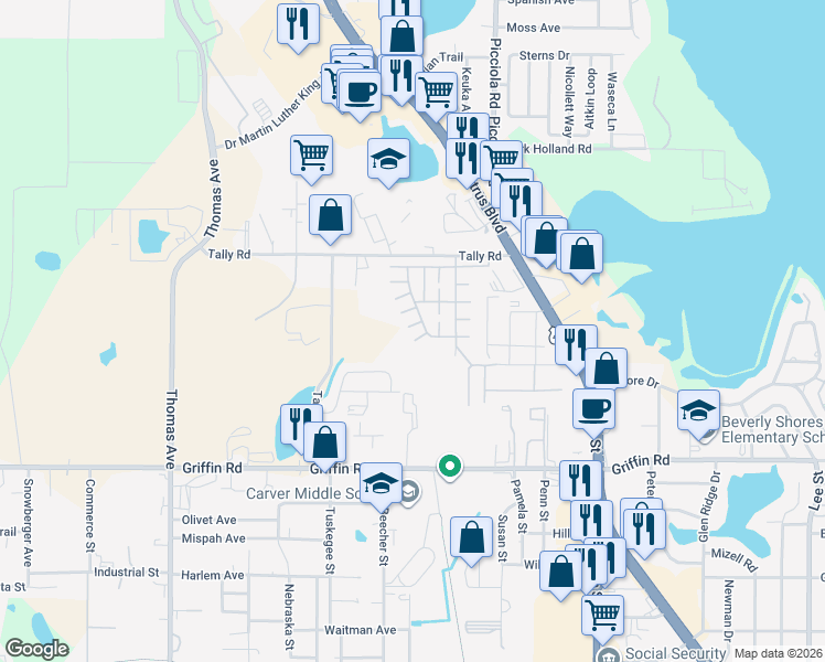 map of restaurants, bars, coffee shops, grocery stores, and more near 1709-1719 Timber Ridge Circle in Leesburg