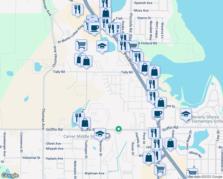 map of restaurants, bars, coffee shops, grocery stores, and more near 1709-1719 Timber Ridge Circle in Leesburg