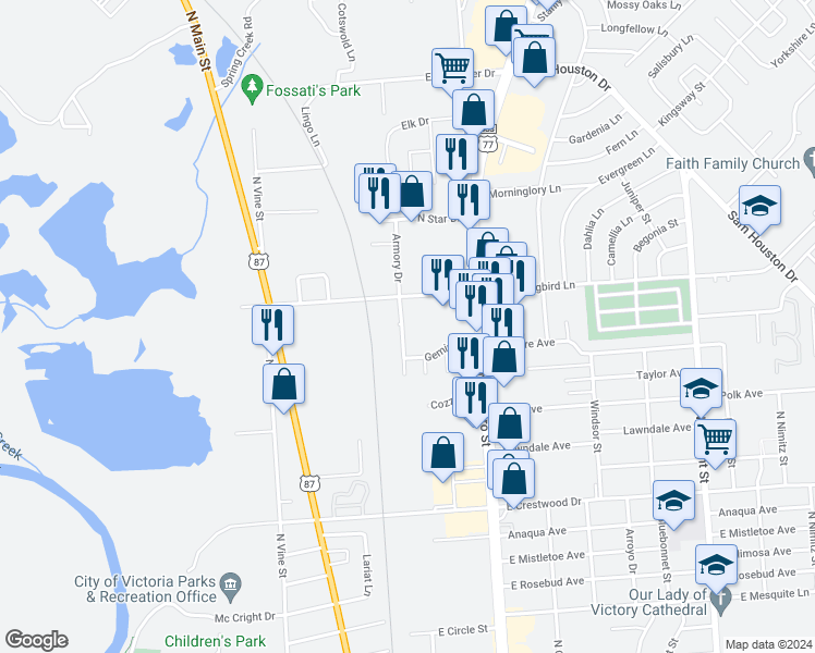map of restaurants, bars, coffee shops, grocery stores, and more near 112 Gemini Court in Victoria