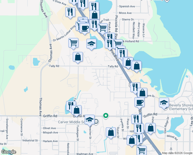 map of restaurants, bars, coffee shops, grocery stores, and more near 100 Date Court in Leesburg