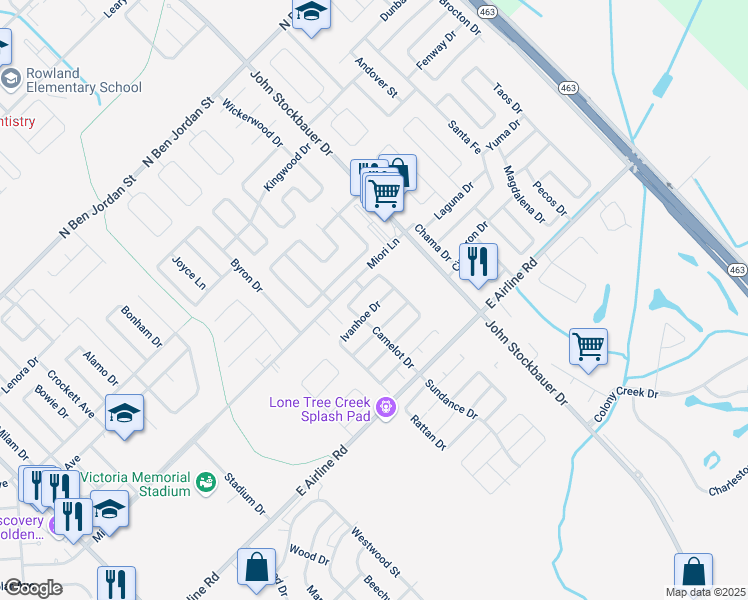map of restaurants, bars, coffee shops, grocery stores, and more near 513 Ivanhoe Drive in Victoria