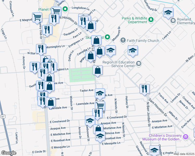 map of restaurants, bars, coffee shops, grocery stores, and more near 4406 North Laurent Street in Victoria