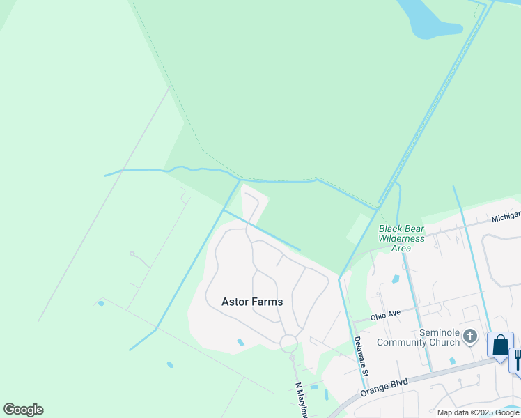 map of restaurants, bars, coffee shops, grocery stores, and more near 1767 Astor Farms Place in Sanford