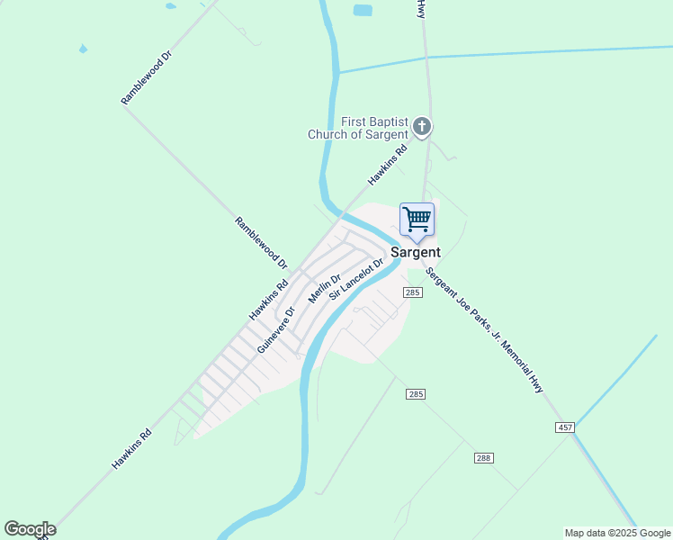 map of restaurants, bars, coffee shops, grocery stores, and more near 84 Guinevere Drive in Sargent