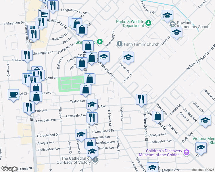 map of restaurants, bars, coffee shops, grocery stores, and more near 3 Victoria Station Road in Victoria