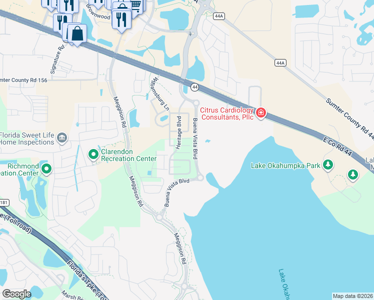 map of restaurants, bars, coffee shops, grocery stores, and more near 5224 Oxford Court in Wildwood