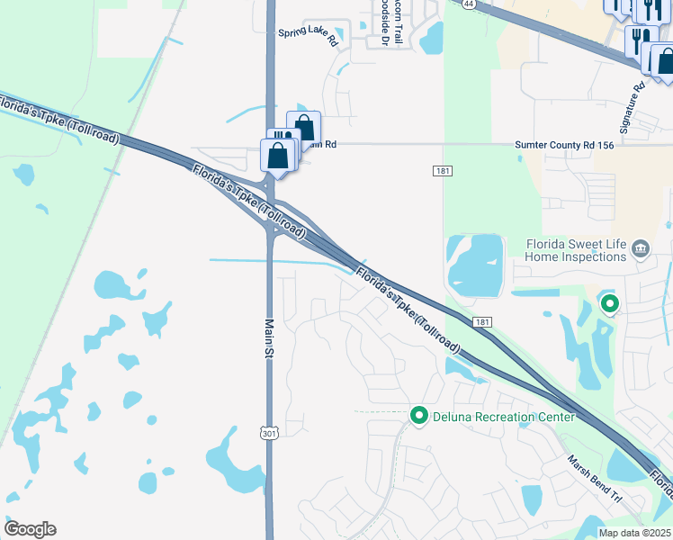 map of restaurants, bars, coffee shops, grocery stores, and more near Florida's Turnpike in Wildwood