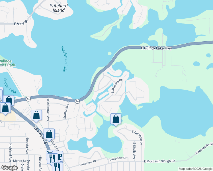 map of restaurants, bars, coffee shops, grocery stores, and more near 1885 South Westlake Drive in Inverness