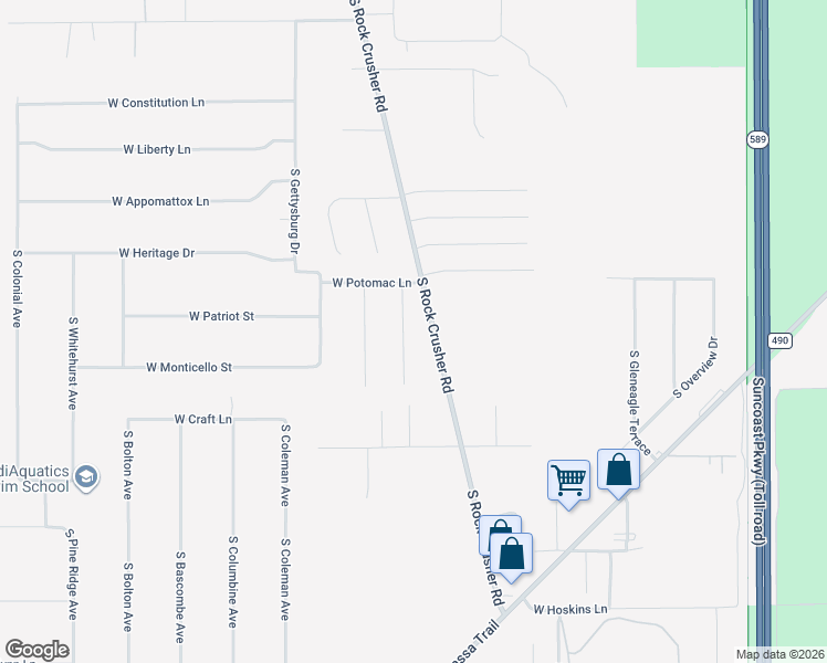 map of restaurants, bars, coffee shops, grocery stores, and more near 1817 South Casey Point in Homosassa