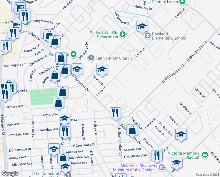 map of restaurants, bars, coffee shops, grocery stores, and more near 1905 Leary Lane in Victoria