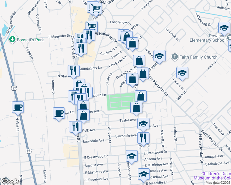 map of restaurants, bars, coffee shops, grocery stores, and more near 4602 Camellia Lane in Victoria