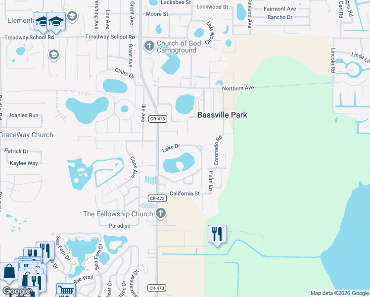 map of restaurants, bars, coffee shops, grocery stores, and more near 11410 Lake Drive in Leesburg