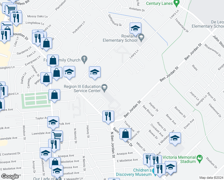 map of restaurants, bars, coffee shops, grocery stores, and more near 112 Milann Street in Victoria