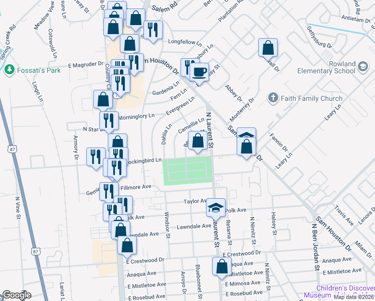 map of restaurants, bars, coffee shops, grocery stores, and more near 4602 Camellia Lane in Victoria