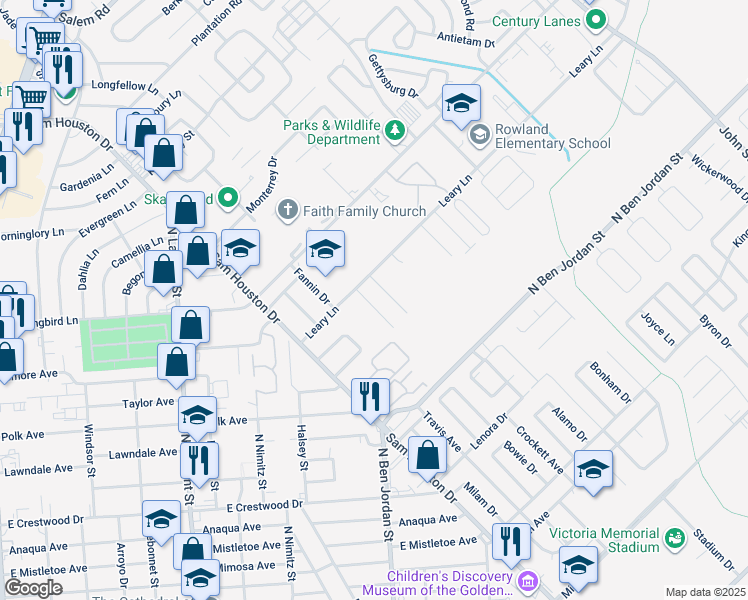 map of restaurants, bars, coffee shops, grocery stores, and more near 1905 Leary Lane in Victoria