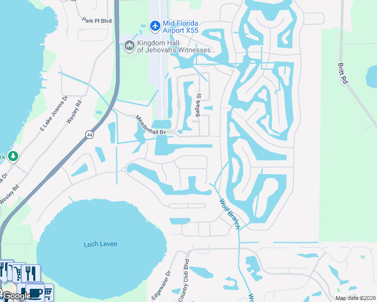 map of restaurants, bars, coffee shops, grocery stores, and more near 3026 Isola Bella Boulevard in Mount Dora
