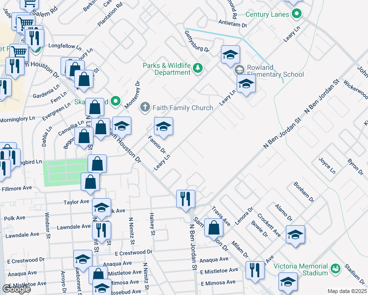 map of restaurants, bars, coffee shops, grocery stores, and more near 1905 Leary Lane in Victoria