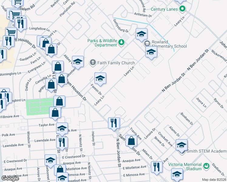 map of restaurants, bars, coffee shops, grocery stores, and more near 1905 Leary Lane in Victoria