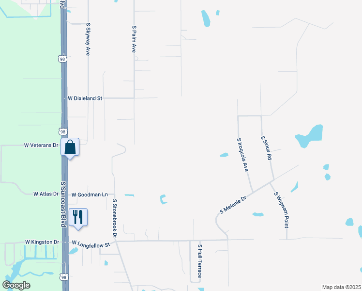 map of restaurants, bars, coffee shops, grocery stores, and more near 1500 South Candlenut Avenue in Homosassa