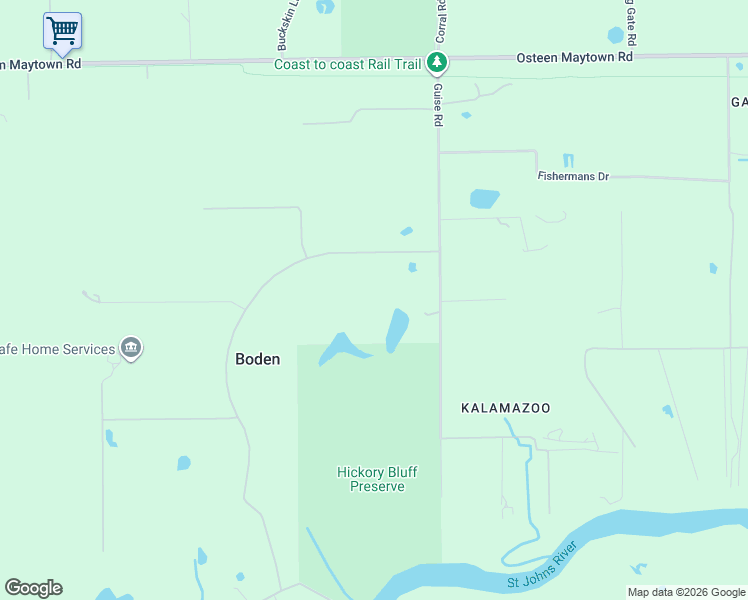 map of restaurants, bars, coffee shops, grocery stores, and more near 345 Cypress Isles Road in Osteen