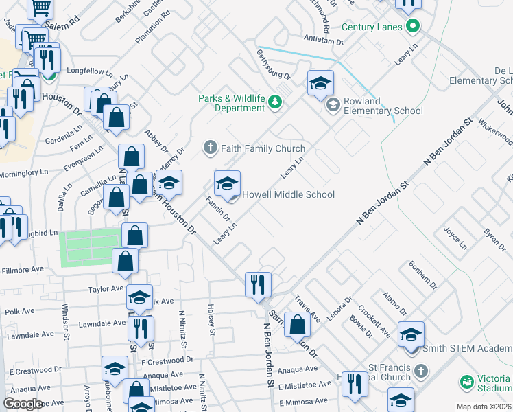 map of restaurants, bars, coffee shops, grocery stores, and more near 2000 Leary Lane in Victoria
