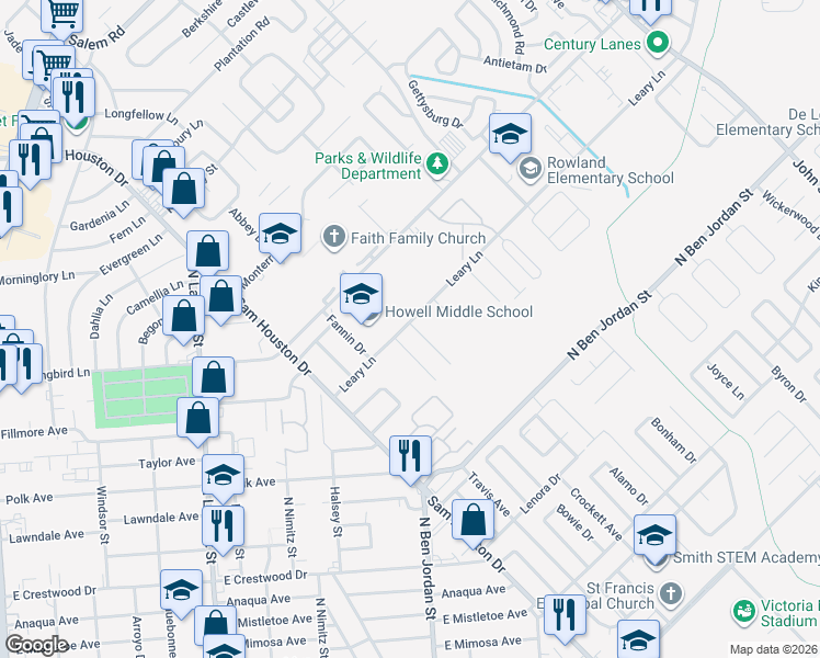 map of restaurants, bars, coffee shops, grocery stores, and more near 2000 Leary Lane in Victoria
