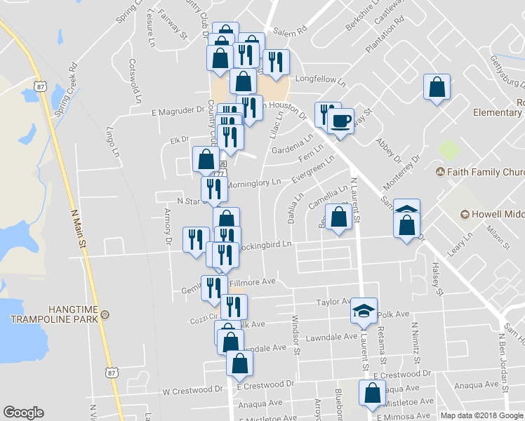 map of restaurants, bars, coffee shops, grocery stores, and more near 4708 Lilac Lane in Victoria