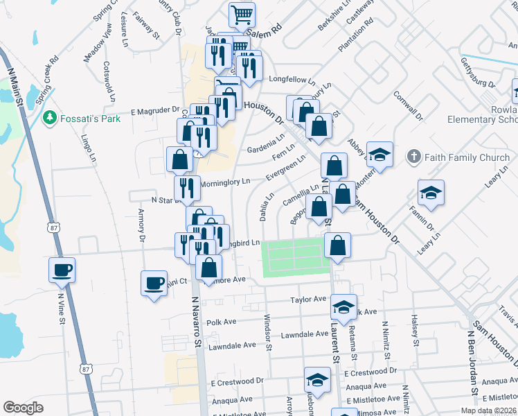map of restaurants, bars, coffee shops, grocery stores, and more near 4707 Dahlia Lane in Victoria