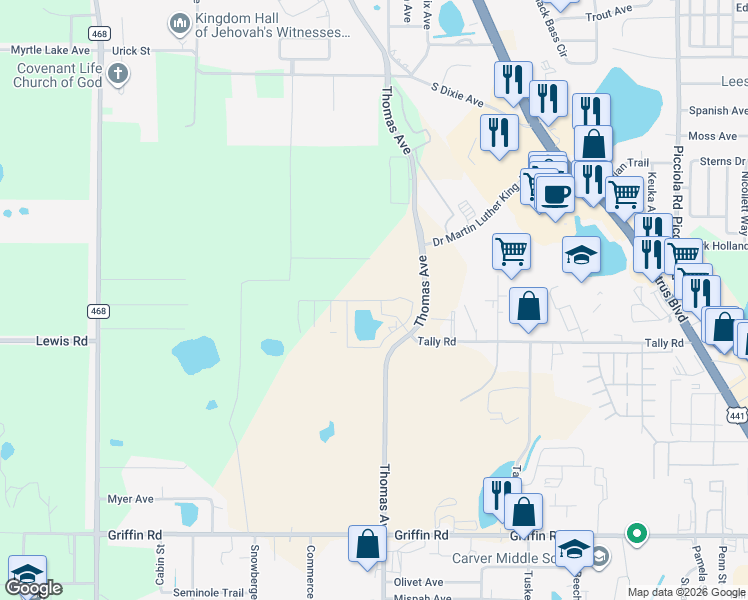 map of restaurants, bars, coffee shops, grocery stores, and more near 129 Landing Drive in Leesburg
