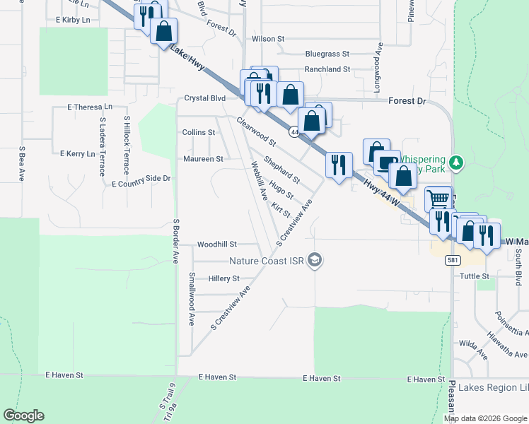 map of restaurants, bars, coffee shops, grocery stores, and more near 116 Cristy Avenue in Inverness