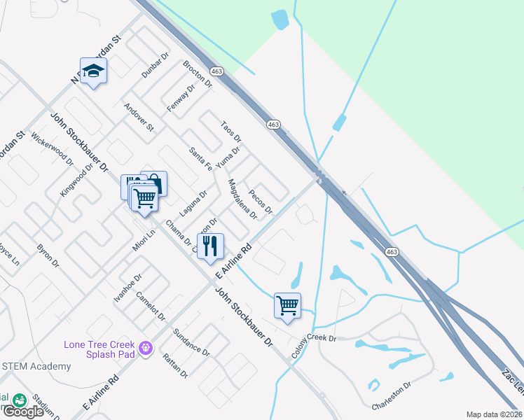 map of restaurants, bars, coffee shops, grocery stores, and more near 201 Pecos Drive in Victoria