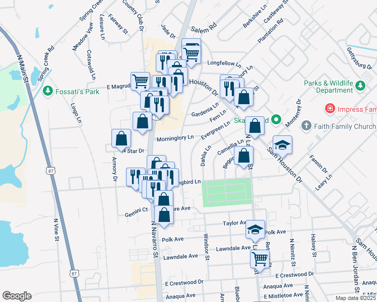 map of restaurants, bars, coffee shops, grocery stores, and more near 4708 Lilac Lane in Victoria
