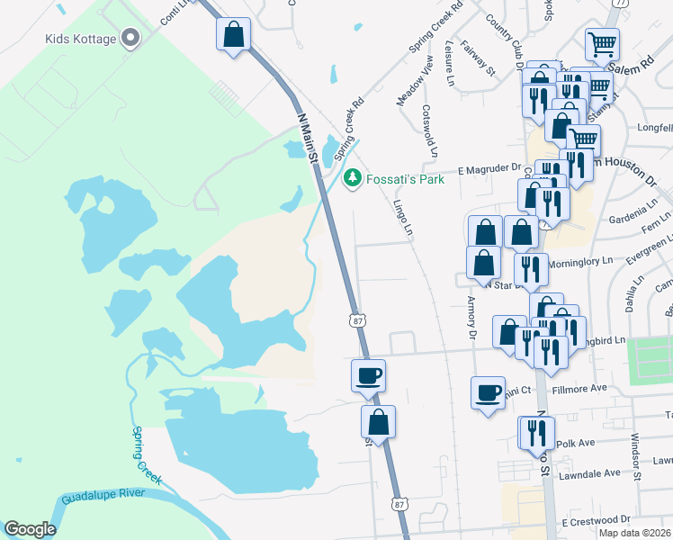 map of restaurants, bars, coffee shops, grocery stores, and more near 4803 North Vine Street in Victoria