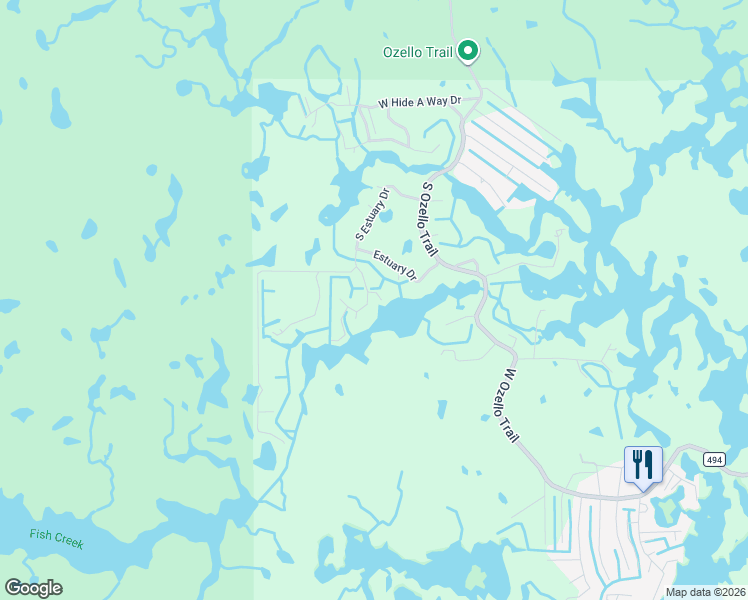 map of restaurants, bars, coffee shops, grocery stores, and more near 1555 South Wallace Point in Crystal River