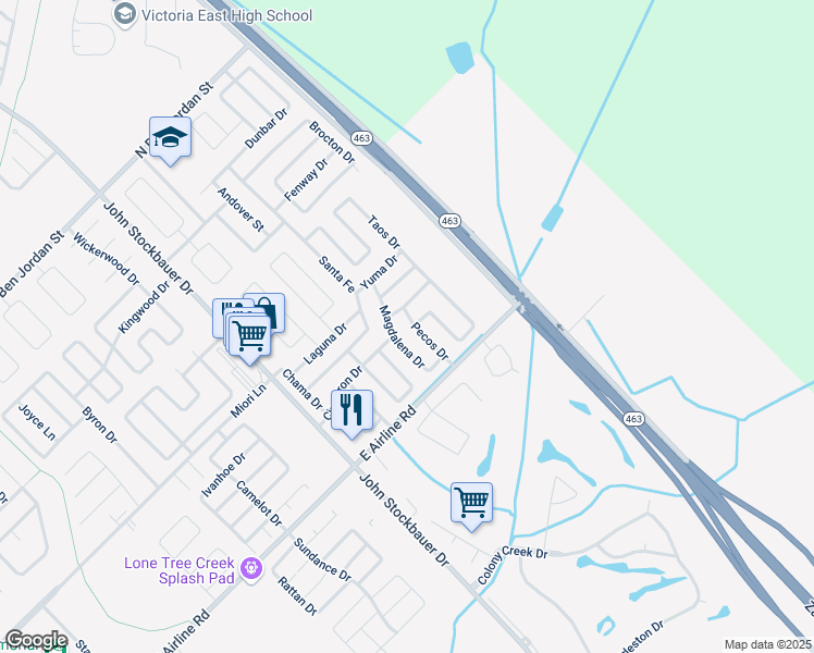 map of restaurants, bars, coffee shops, grocery stores, and more near 306 Magdalena Drive in Victoria