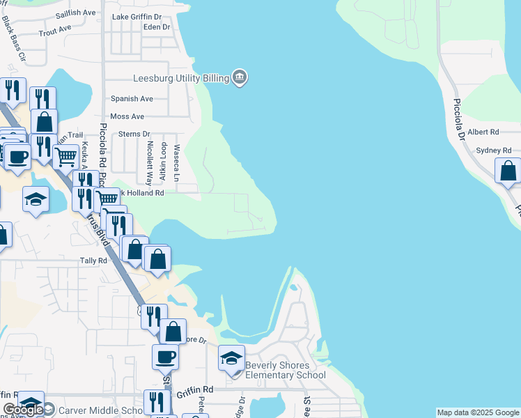 map of restaurants, bars, coffee shops, grocery stores, and more near 2112 Park Holland Court in Leesburg