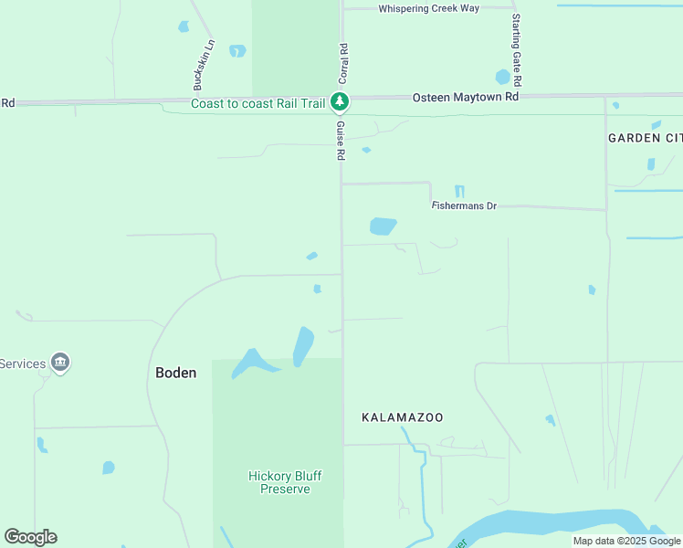 map of restaurants, bars, coffee shops, grocery stores, and more near 398 Guise Road in Osteen