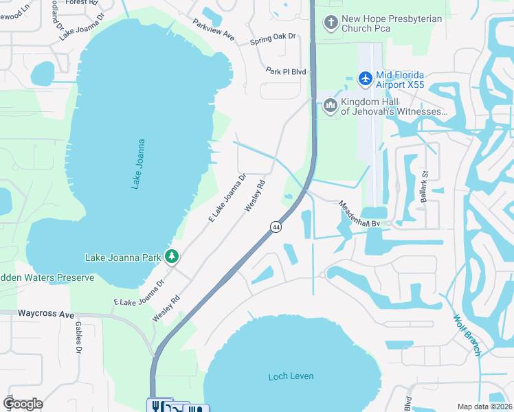 map of restaurants, bars, coffee shops, grocery stores, and more near 33632 Wesley Road in Eustis