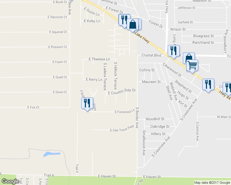 map of restaurants, bars, coffee shops, grocery stores, and more near 1598 South Hillock Terrace in Inverness