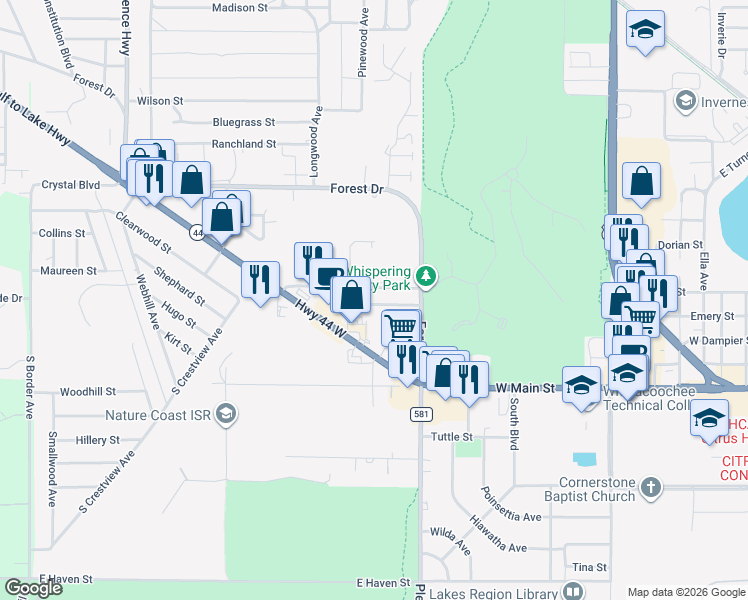 map of restaurants, bars, coffee shops, grocery stores, and more near 1911 Silverwood Street in Inverness