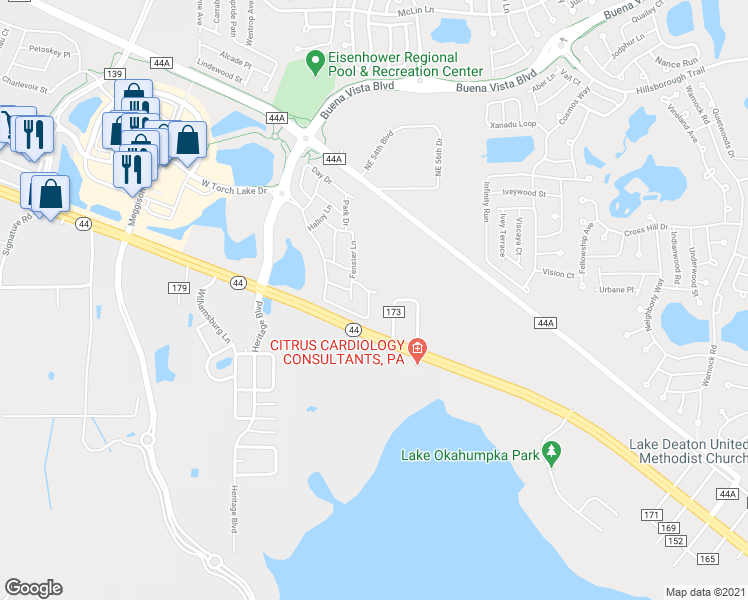 map of restaurants, bars, coffee shops, grocery stores, and more near 3940 East Torch Lake Drive in The Villages
