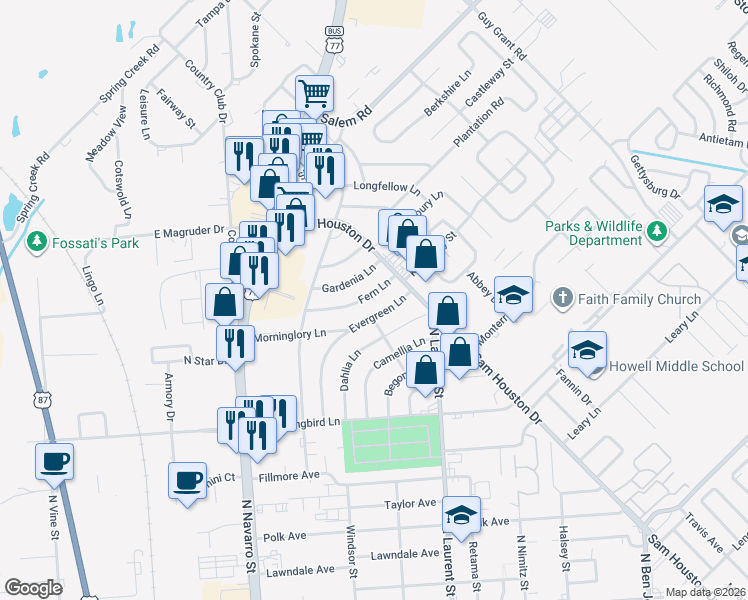map of restaurants, bars, coffee shops, grocery stores, and more near 909 Fern Lane in Victoria
