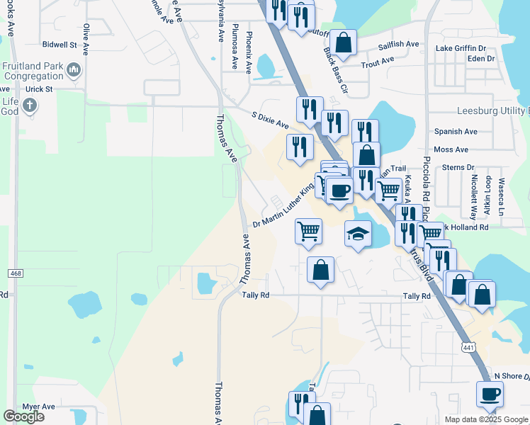 map of restaurants, bars, coffee shops, grocery stores, and more near in Leesburg